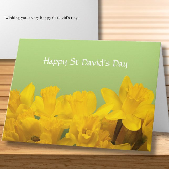 St David's Day Yellow Daffodils Personalized Karte (Message and Text on front is all editable, edit as required)