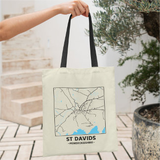 St Davids, Pembrokeshire City Map Tote Bag Tragetasche