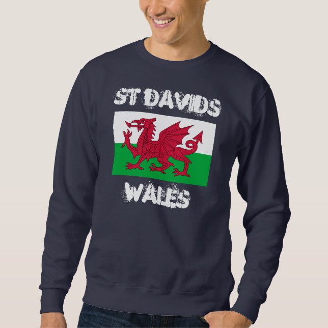 St Davids, Wales mit walisischer Flagge Sweatshirt (Vorderseite)