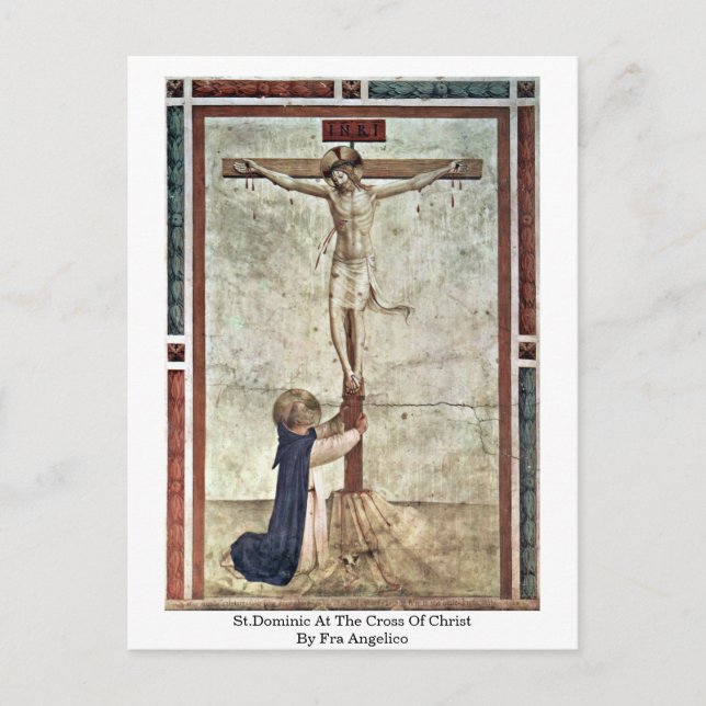 St.Dominic am Kreuz Christi von Fra Angelico Postkarte (Vorderseite)