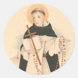 St. Dominic mit dem Rosenkranz Runder Aufkleber