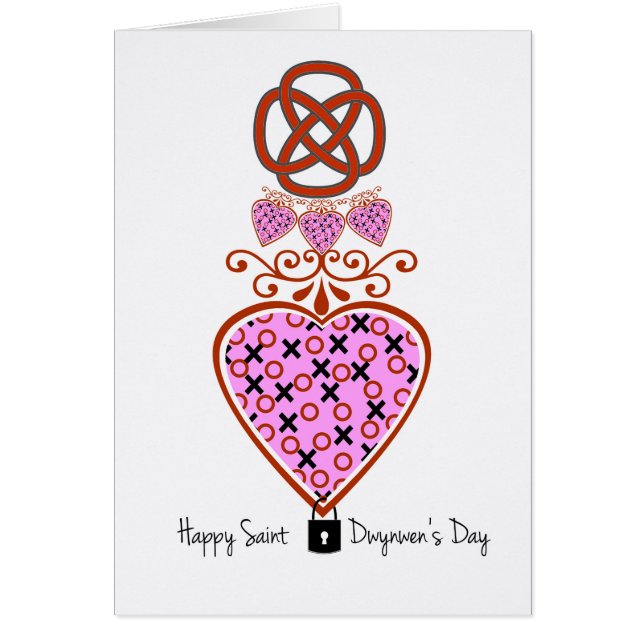 St. Dwynwen's Day, XOXO Heart With Celtic Knot (Devant)