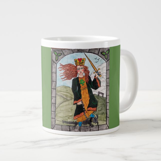 St. Dymphna, Schutzpatron für psychische Probleme Jumbo-Tasse (Vorderseite Rechts)