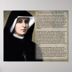St. Faustina Gebet vor der Eucharistin. Poster