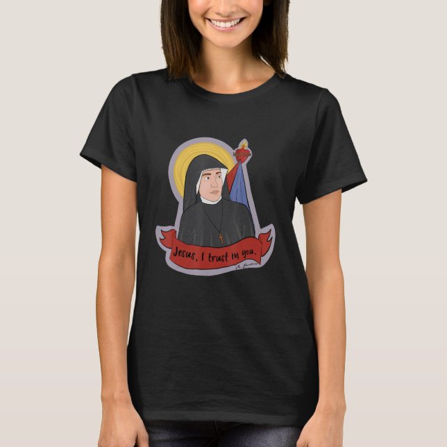 St Faustina Kowalska Große Liebe Katholischer Zita T-Shirt (Vorderseite)