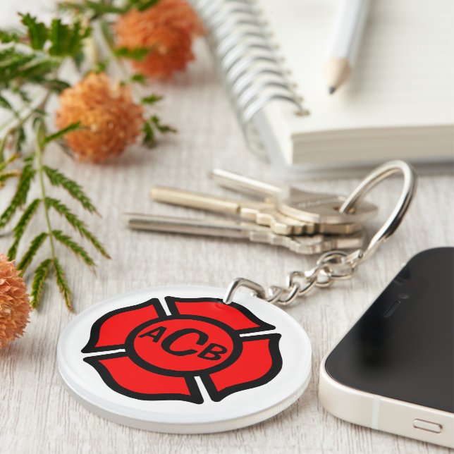 St. Florian-Kreuz mit Monogramm Schlüsselanhänger (Vorderseite rechts)