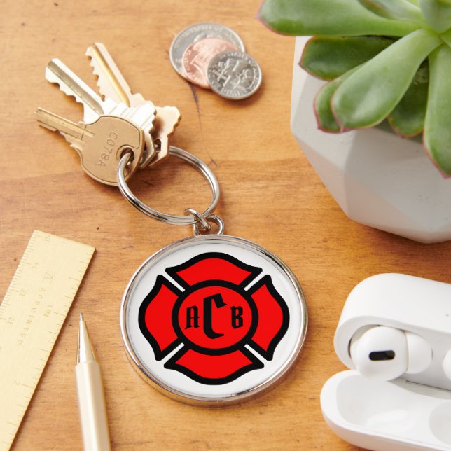 St. Florian-Kreuz mit Monogramm Schlüsselanhänger (Schreibtisch)