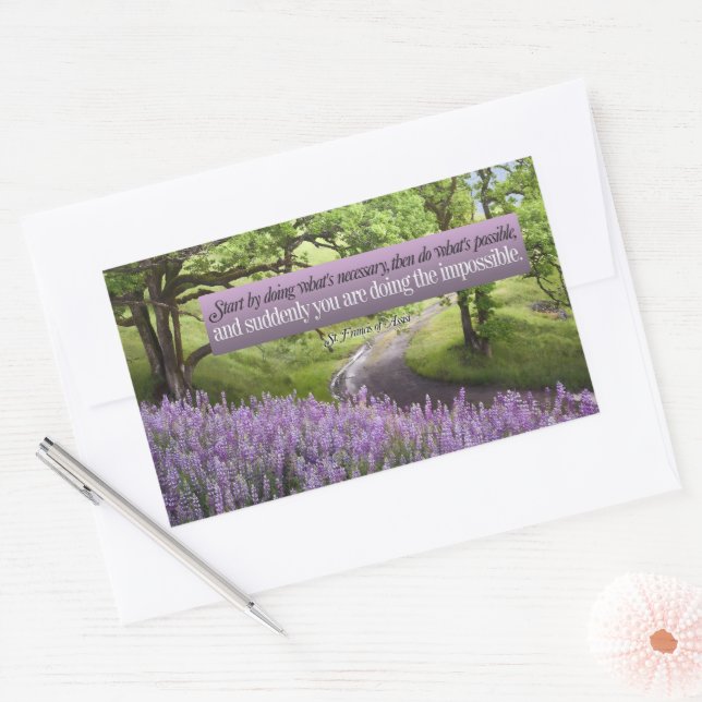 St. Francis Assisi Inspiration Zitat möglich Rechteckiger Aufkleber (Umschlag)