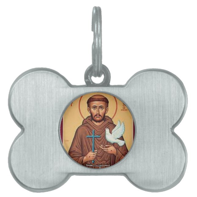 St Francis, das Kreuz-und Tauben-Geschenk hält Tiermarke (Vorderseite)