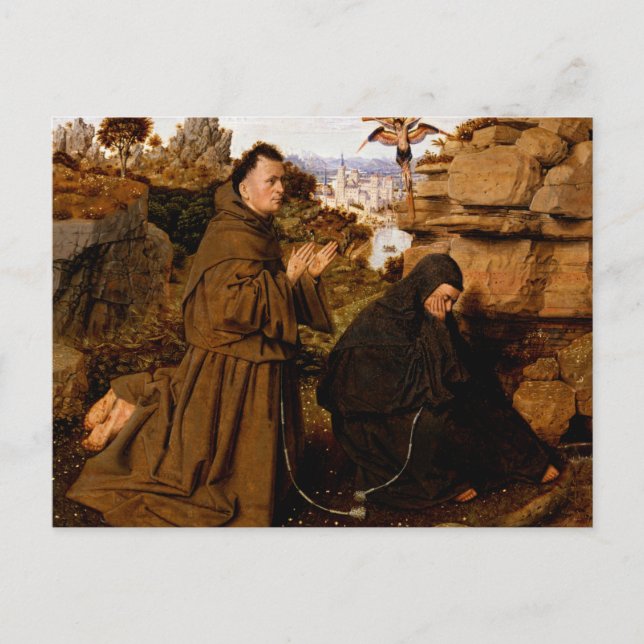 St. Francis erhält Stigmata von Jan van Eyck Postkarte (Vorderseite)