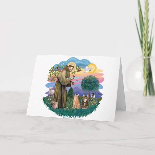 St. Francis (ff) - Zwei Tabby-Katzen Karte (Vorderseite)