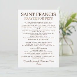 St. Francis Gebet für Haustiere Flachkarte