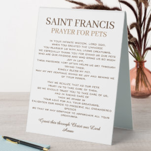 St. Francis Gebet für Haustiere Tischaufsteller
