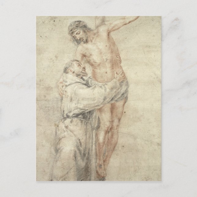 St. Francis lehnt die Welt ab und verehrt Postkarte (Vorderseite)