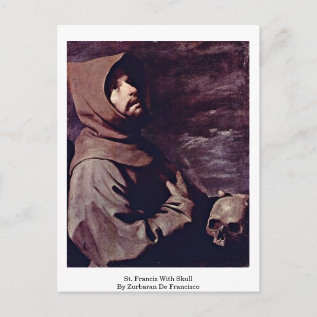 St. Francis mit Schädel von Zurbaran de Francisco Postkarte (Vorderseite)