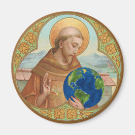 St. Francis of Assisi Holding Earth Button Magnet