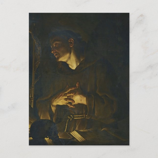 St. Francis Praying Before a Crucifix by Trevisani Postkarte (Vorderseite)