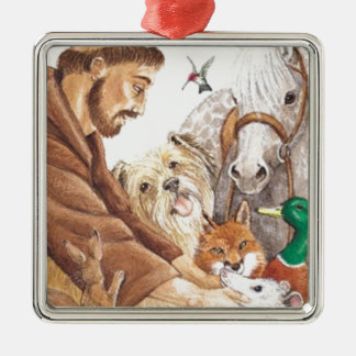 St Francis u. Tiere, Hut, Button, Ornament Aus Metall