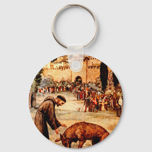 St Francis und der Wolf Schlüsselanhänger