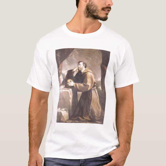 St Francis von Assisi am Gebet T-Shirt (Vorderseite)