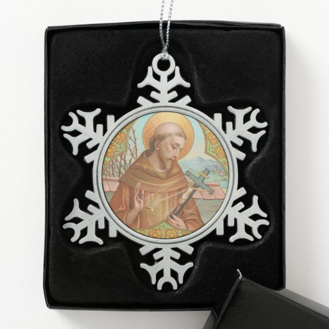 St. Francis von Assisi (BK 002) Schneeflocken Zinn-Ornament (Box)
