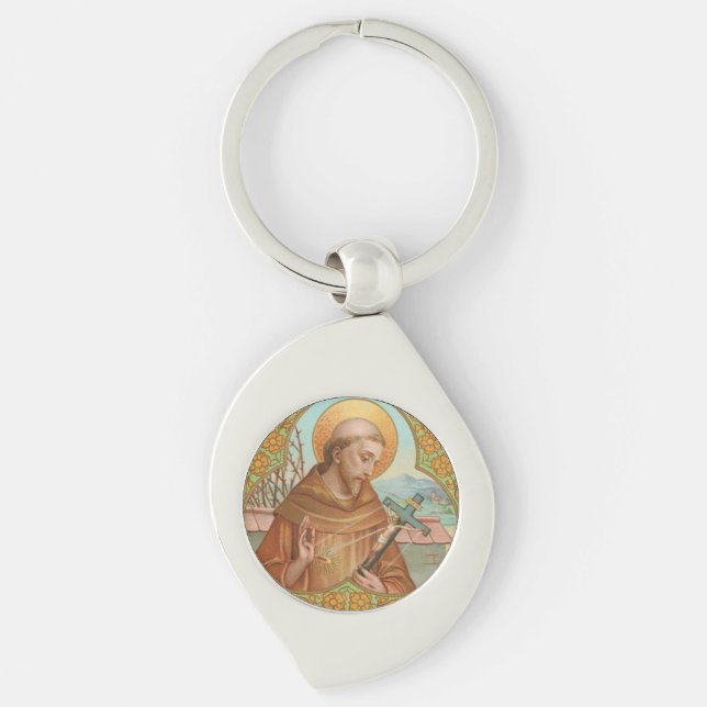 St. Francis von Assisi (BK 002) Swirl Schlüsselanhänger (Vorderseite)