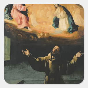 St Francis von Assisi, das Wunder der Rosen Quadratischer Aufkleber