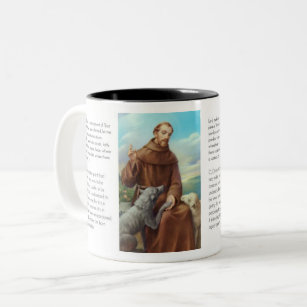 St Francis von Assisi-Gebet des Friedens Zweifarbige Tasse