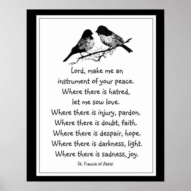 St. Francis von Assisi Gebet mit kleinen Vögeln Poster (Vorne)