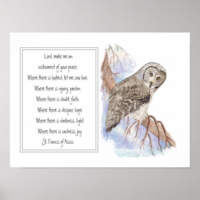 St. Francis von Assisi Gebet mit Vogelgezwitscher Poster (Vorne)
