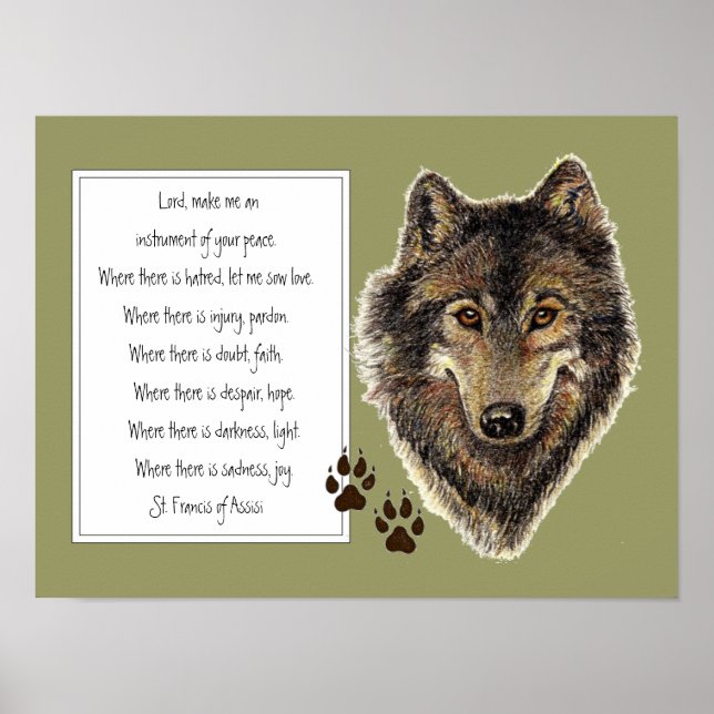 St. Francis von Assisi Gebet mit Wolf & Tracks Poster (Vorne)