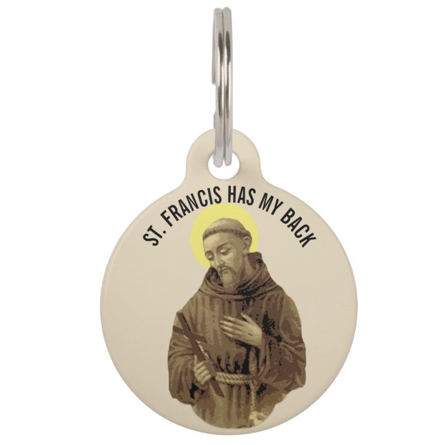 St Francis von Assisi hat meine Rückseite Haustiermarke (Vorderseite)