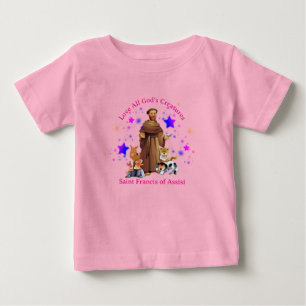 St. Francis von Assisi Katholische Mädchen rosa Baby T-shirt