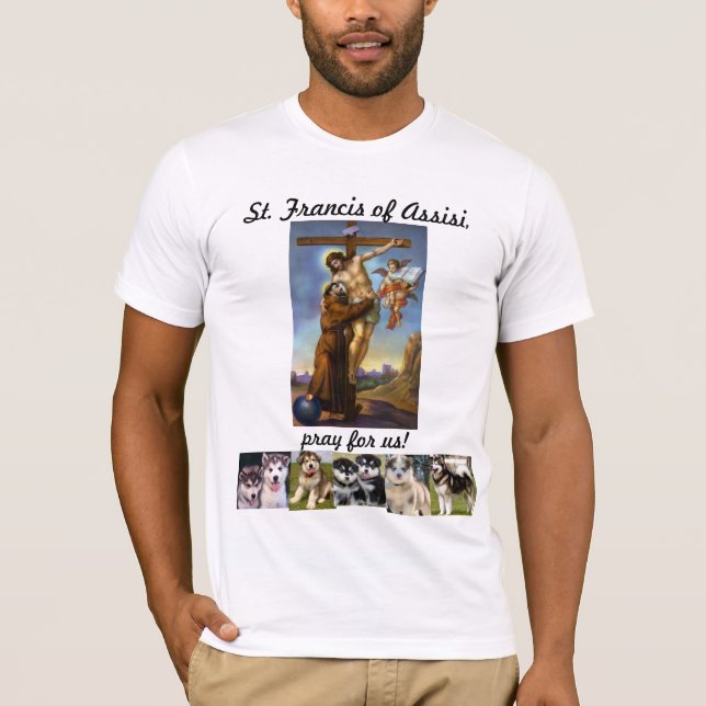 St Francis von Assisi mit Hunden T-Shirt (Vorderseite)