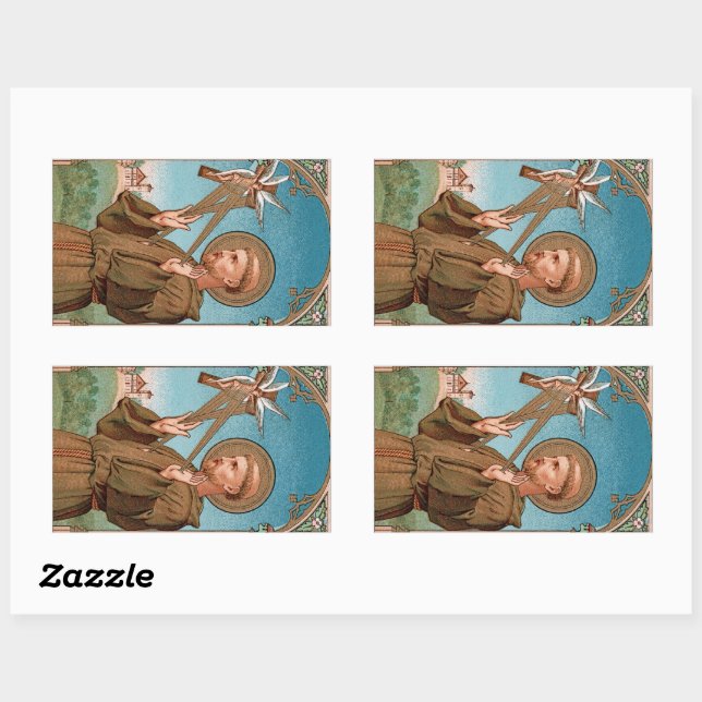 St. Francis von Assisi, Pater Seraphicus (SAU 040) Rechteckiger Aufkleber (Blatt)