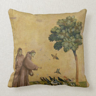 St Francis von Assisi predigend zu den Vögeln Kissen