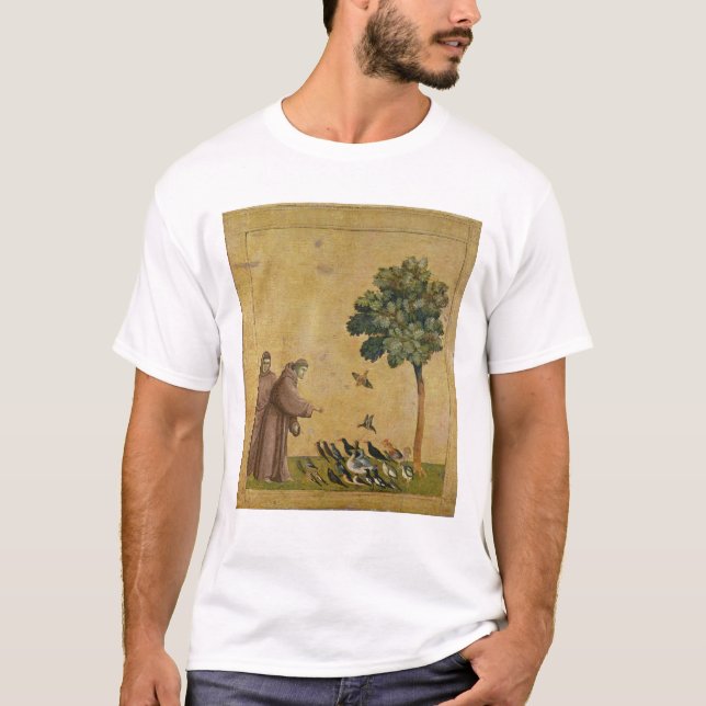 St Francis von Assisi predigend zu den Vögeln T-Shirt (Vorderseite)