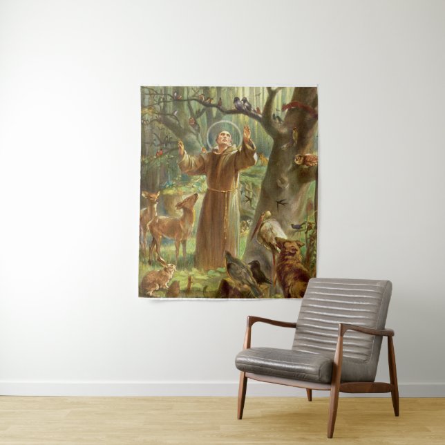 St. Francis von Assisi predigt den Tieren Wandteppich (Beispiel)