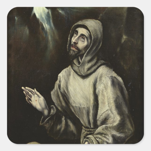 St. Francis von Assisi Quadratischer Aufkleber (Vorderseite)