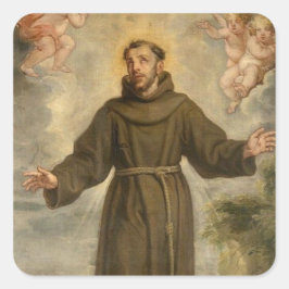 St. Francis von Assisi Schutzheilige der Tiere Quadratischer Aufkleber