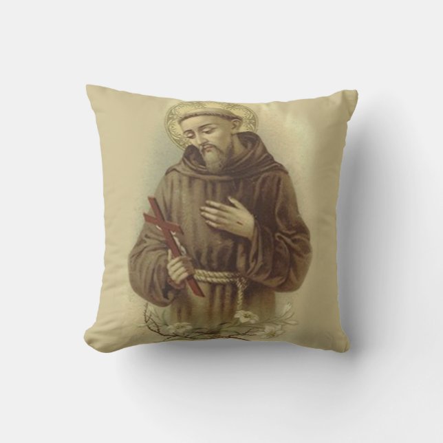 St Francis von Assisi-Schutzpatron der Tiere Kissen (Vorderseite)