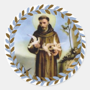 St Francis von Assisi-Schutzpatron der Tiere Runder Aufkleber