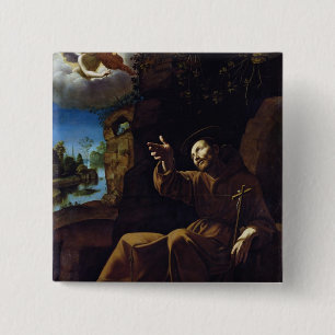 St Francis von Assisi tröstete durch einen Engel Button