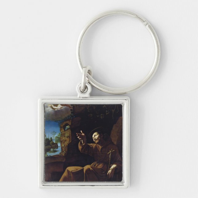 St Francis von Assisi tröstete durch einen Engel Schlüsselanhänger (Vorne)
