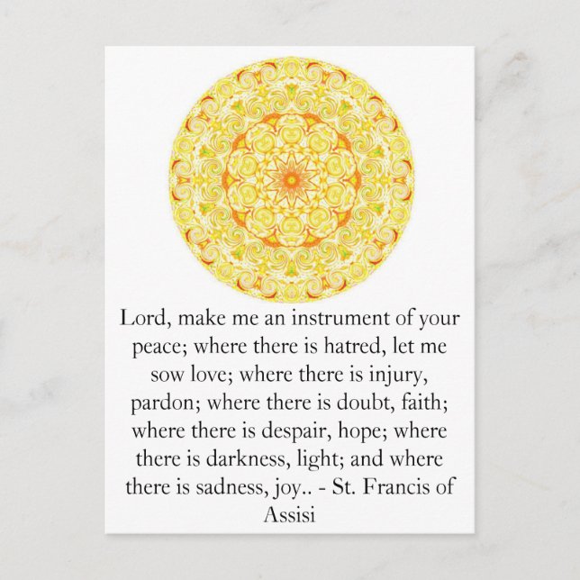 St. Francis von Assisi über FAITH Postkarte (Vorderseite)