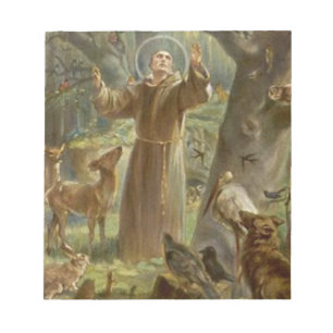 St Francis von Assisi umgab durch Tiere Notizblock