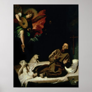 St. Francis von einem Angel Musiker gefallen Poster