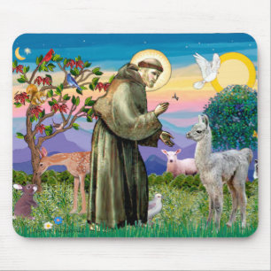 St. Franziskus und Llama-Baby Mousepad