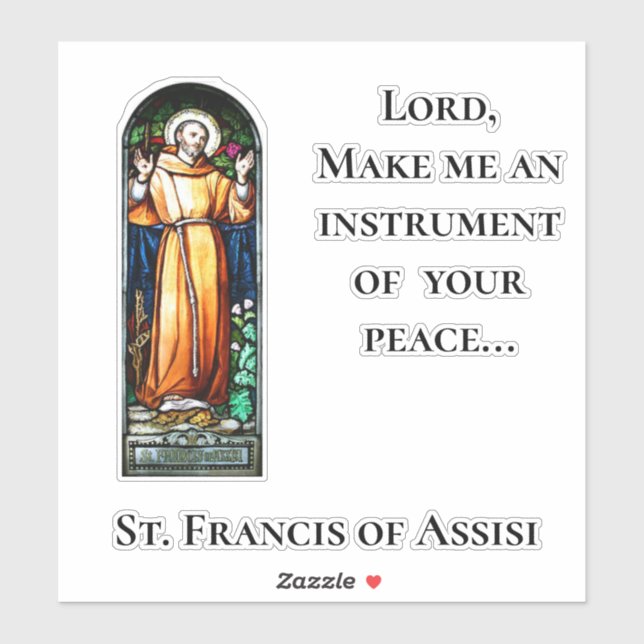 St. Franziskus vom Assisi-Friedensgebet Aufkleber (Blatt)