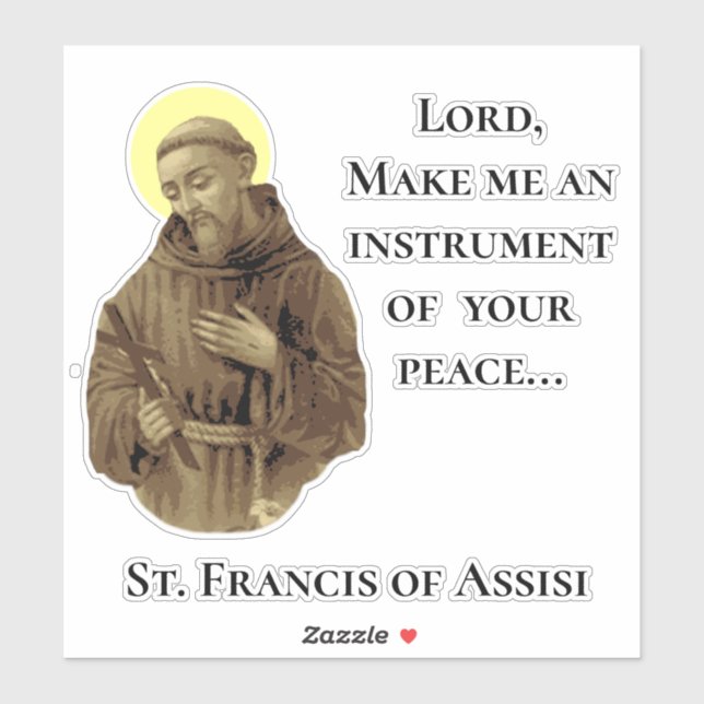 St. Franziskus vom Assisi-Friedensgebet Aufkleber (Blatt)
